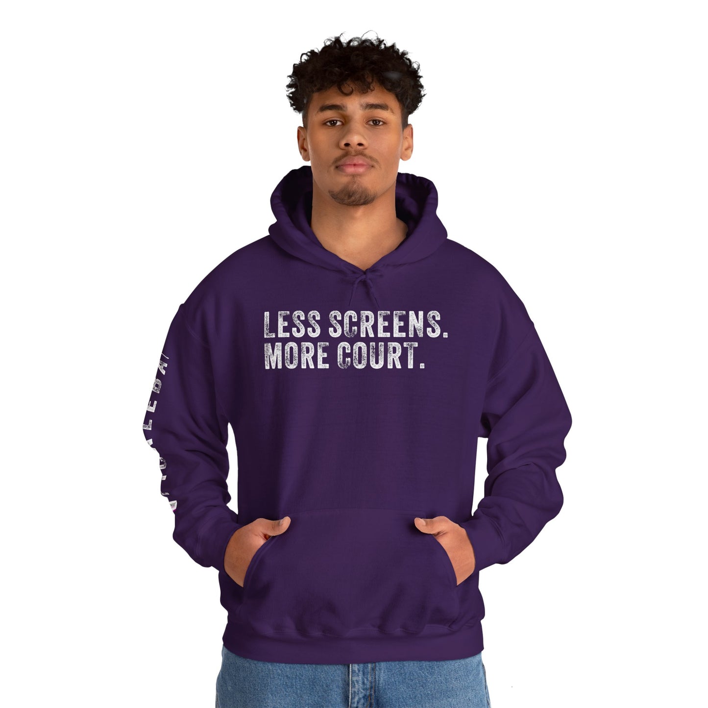 LESS SCREENS. MORE COURT, Unisex Heavy Blend™ Hooded Sweatshirt