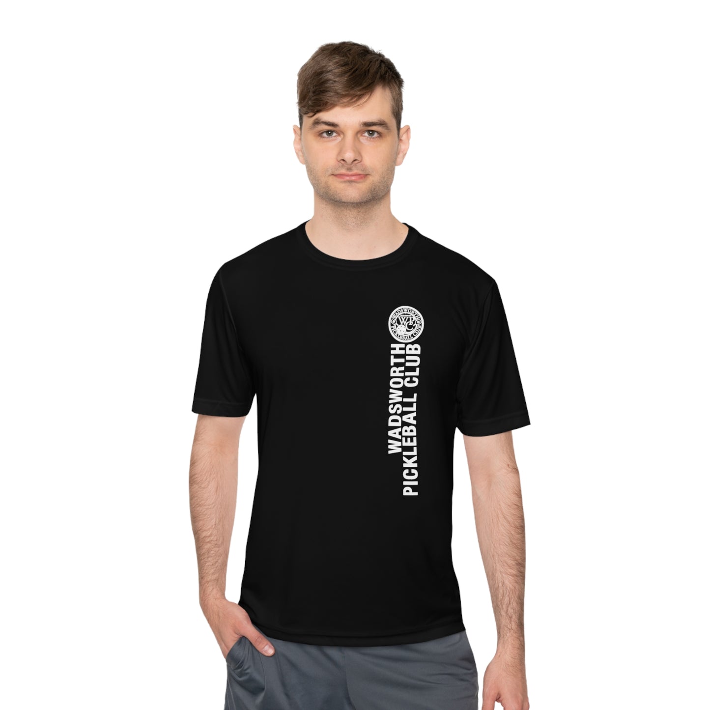 WPC WHITE-GRAY VERTICAL LOGO SPORT-TEK (FRONT & LOGO BACK) - Unisex Moisture Wicking Tee