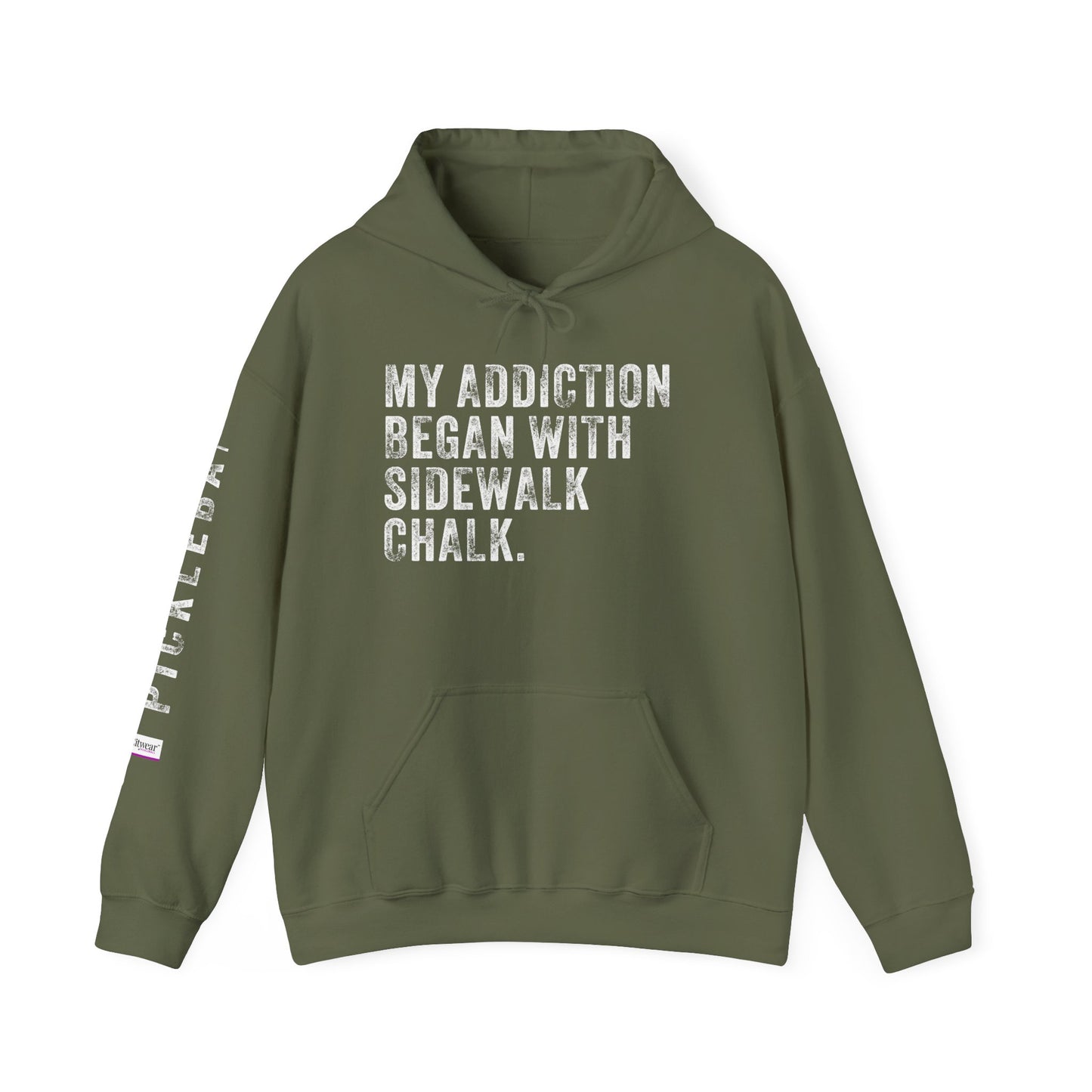 MY ADDICTION BEGAN WITH SIDEWALK CHALK, Unisex Heavy Blend™ Hooded Sweatshirt