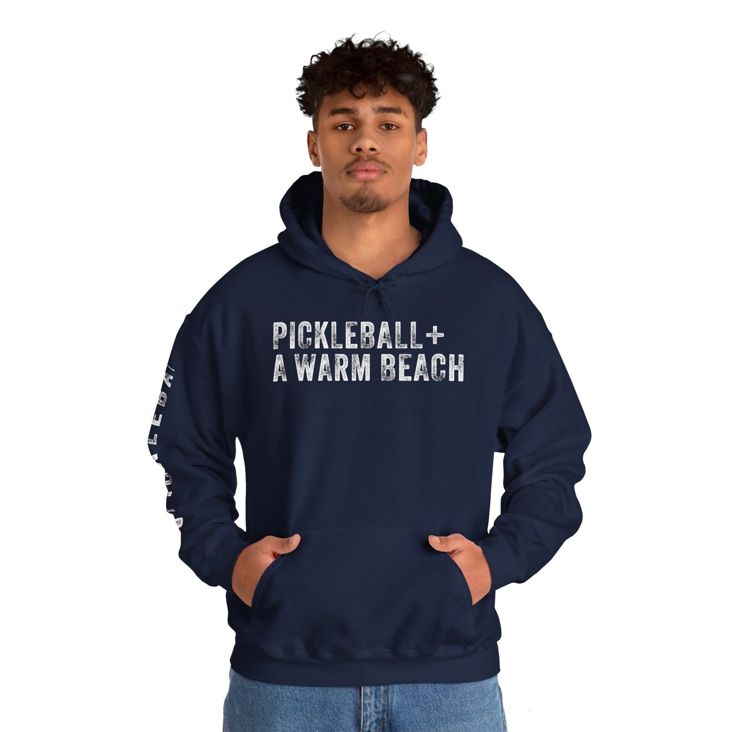 PICKLEBALL + A WARM BEACH, Unisex Heavy Blend™ Hooded Sweatshirt