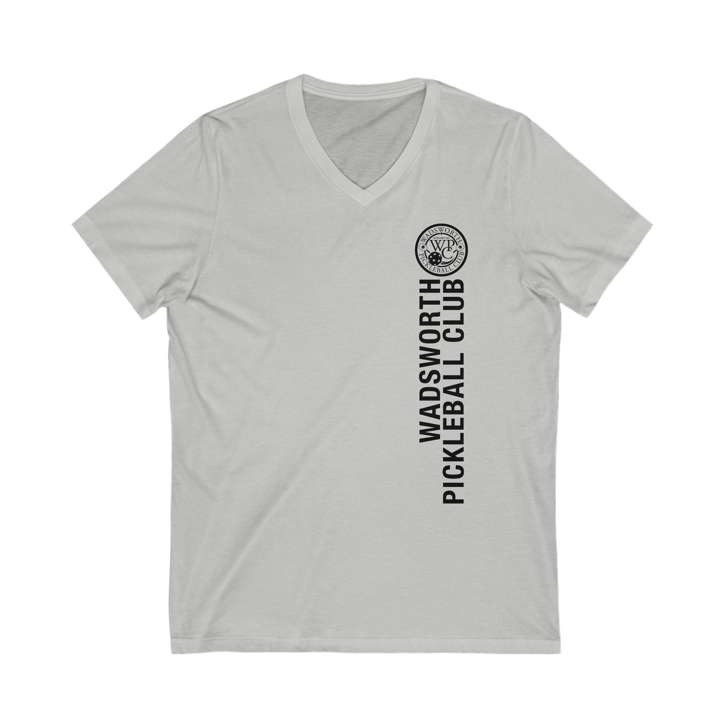 WPC WHITE-BLACK VERTICAL LOGO (FRONT & LOGO BACK) - Unisex Jersey Short Sleeve V-Neck Tee