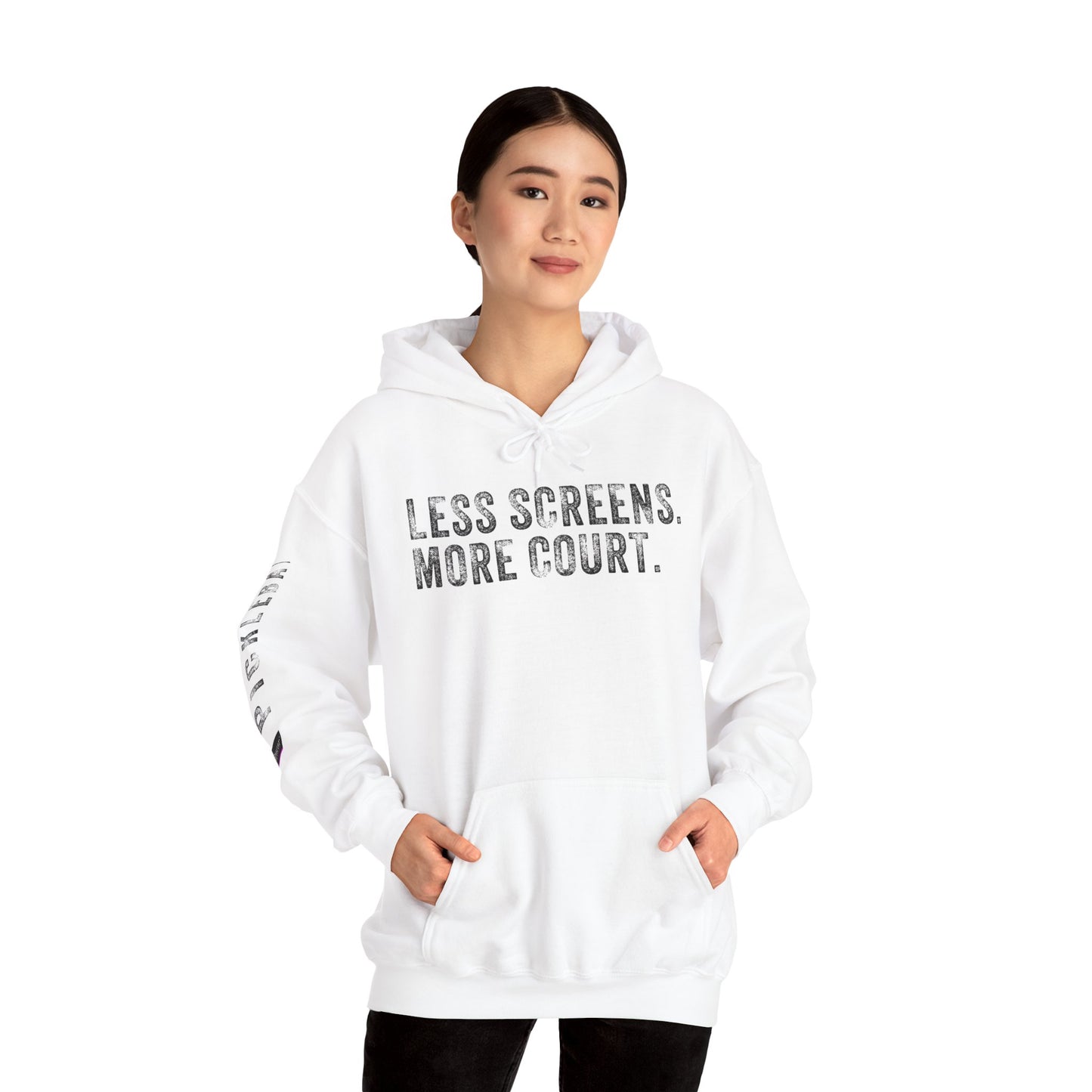 LESS SCREENS. MORE COURT, Unisex Heavy Blend™ Hooded Sweatshirt