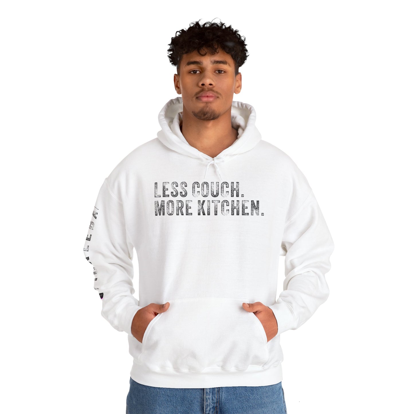 LESS COUCH. MORE KITCHEN, Unisex Heavy Blend™ Hooded Sweatshirt