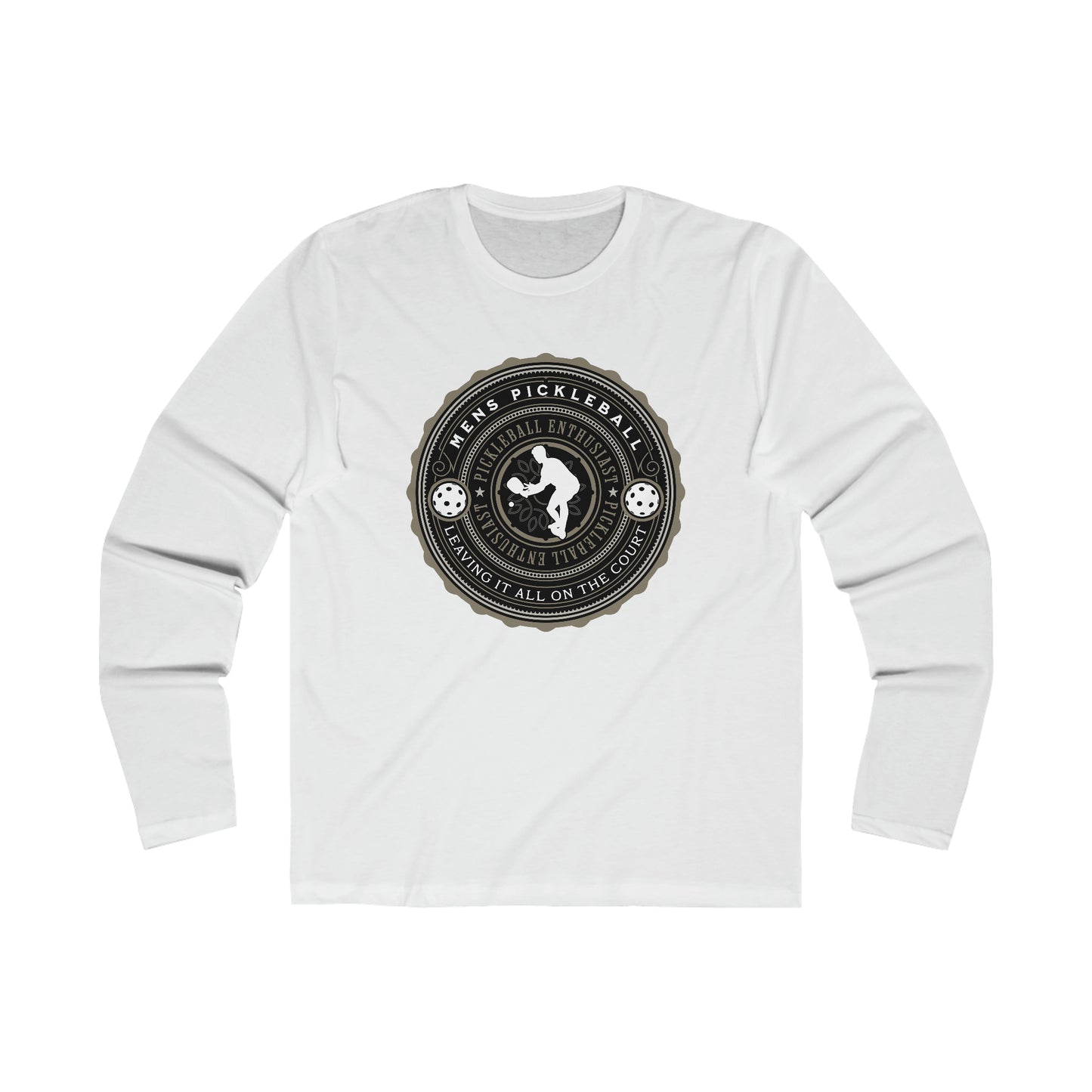 MEN'S PICKLEBALL MEDALLION (FRONT & BACK), Men's Long Sleeve Crew Tee