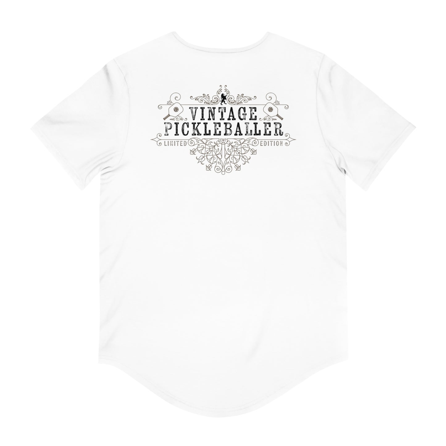 VINTAGE PICKLEBALLER 1959 (FRONT & BACK) - Men's Curved-Hem Jersey T-Shirt