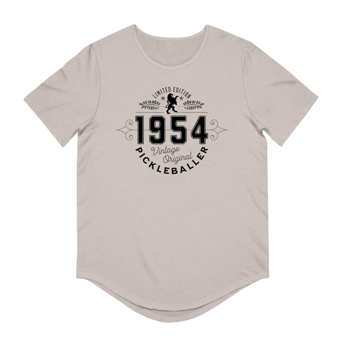 VINTAGE PICKLEBALLER 1954 (FRONT & BACK) - Men's Curved-Hem Jersey T-Shirt