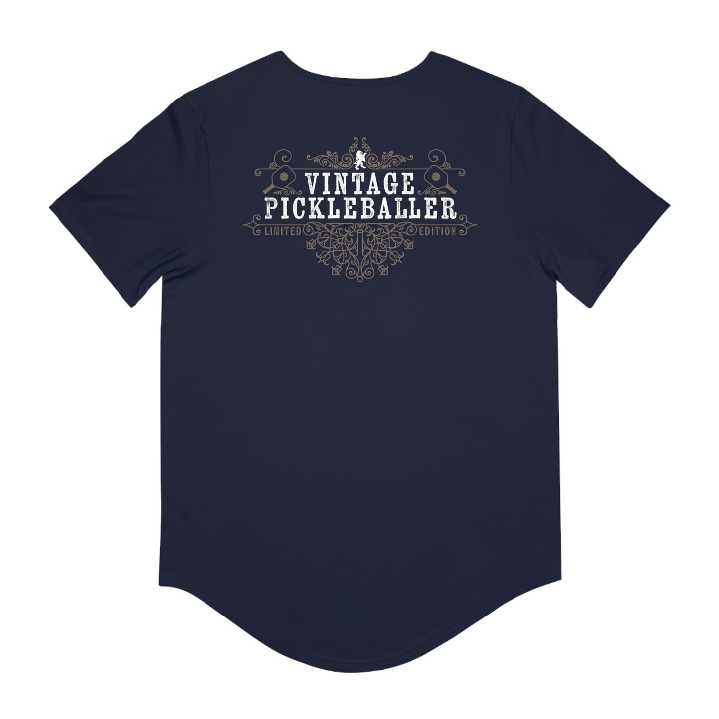 VINTAGE PICKLEBALLER 1959 (FRONT & BACK) - Men's Curved-Hem Jersey T-Shirt