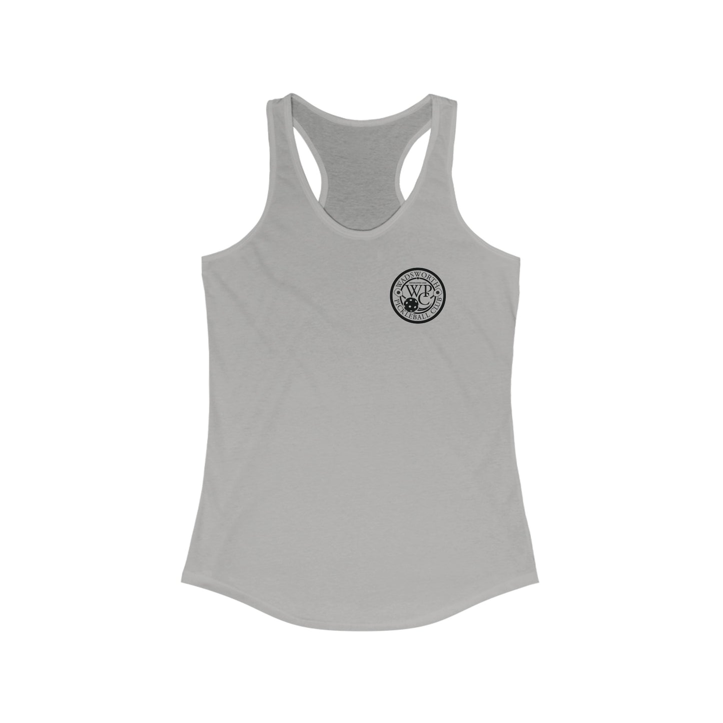 WPC WHITE-BLACK POCKET LOGO (FRONT ONLY) Women's Ideal Racerback Tank