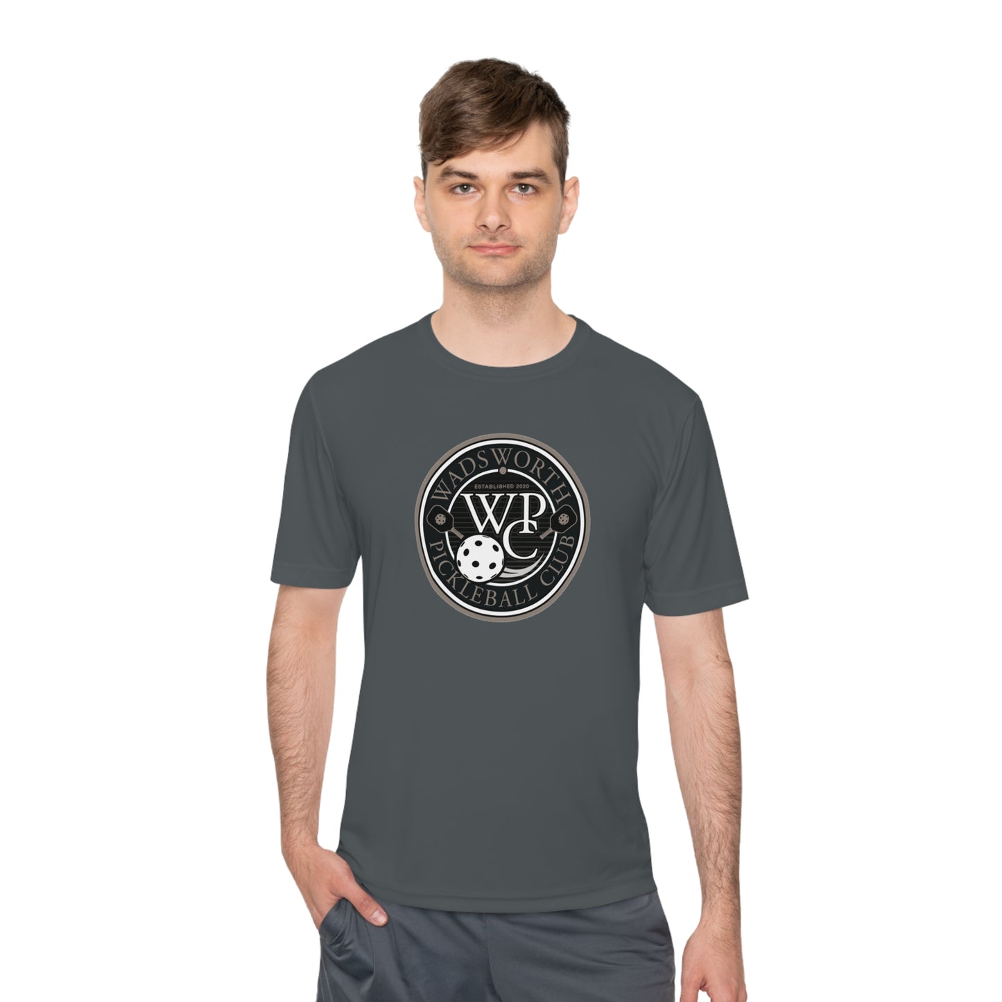 WPC GRAY LOGO SPORT-TEK (FRONT & PICKLEBALL BACK) - Unisex Moisture Wicking Tee