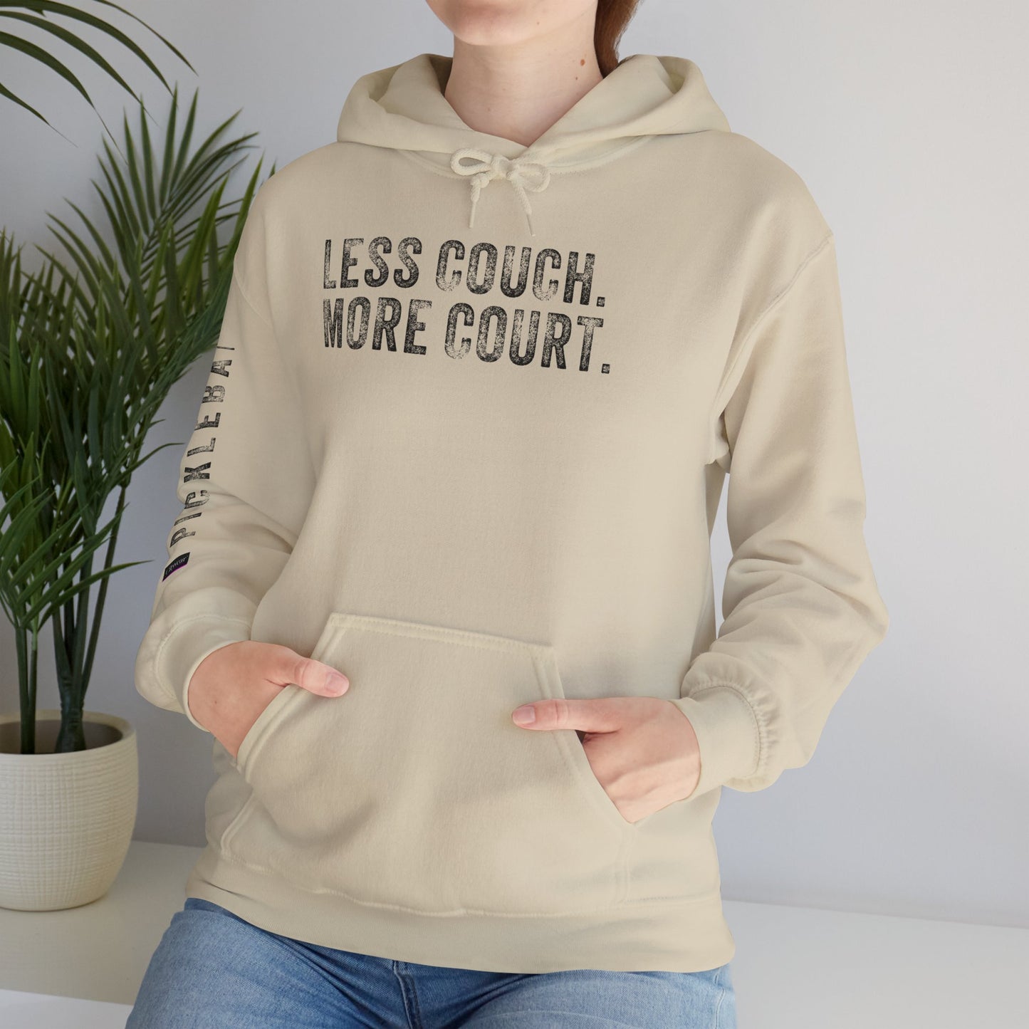 LESS COUCH. MORE COURT., Unisex Heavy Blend™ Hooded Sweatshirt