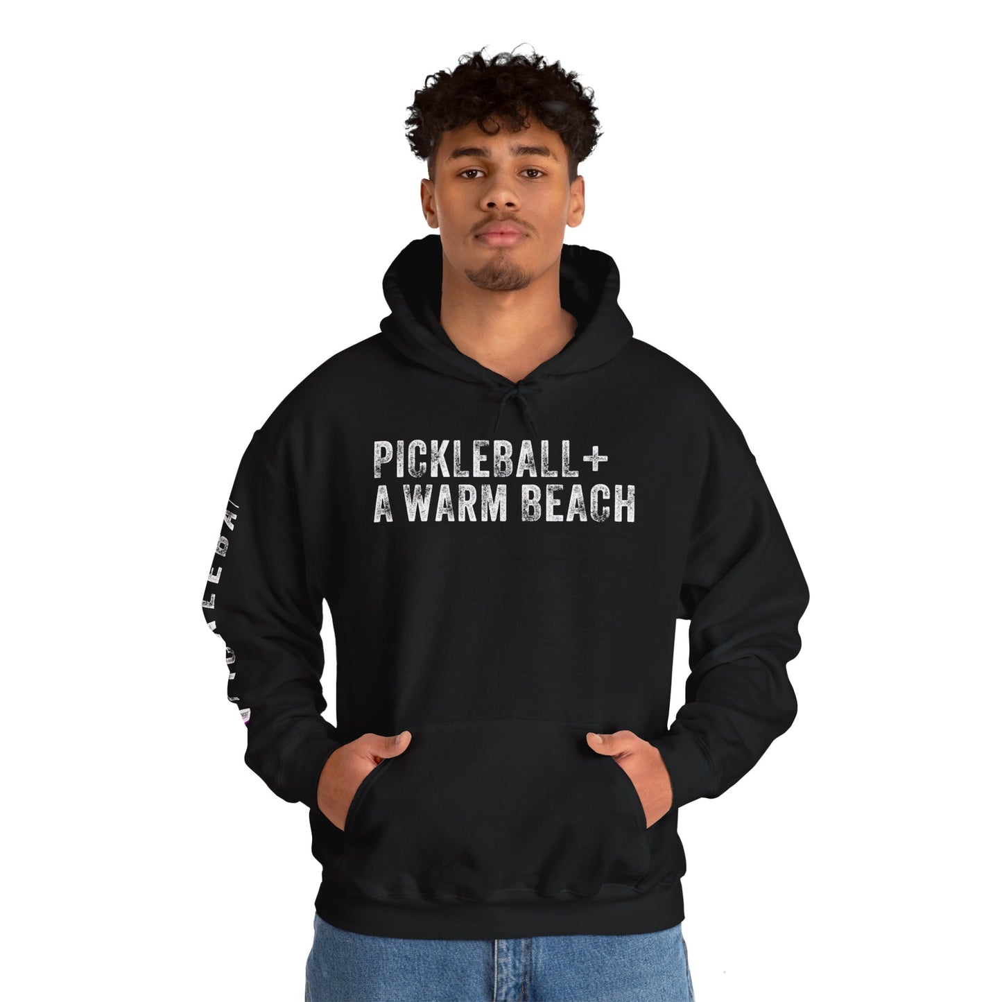 PICKLEBALL + A WARM BEACH, Unisex Heavy Blend™ Hooded Sweatshirt