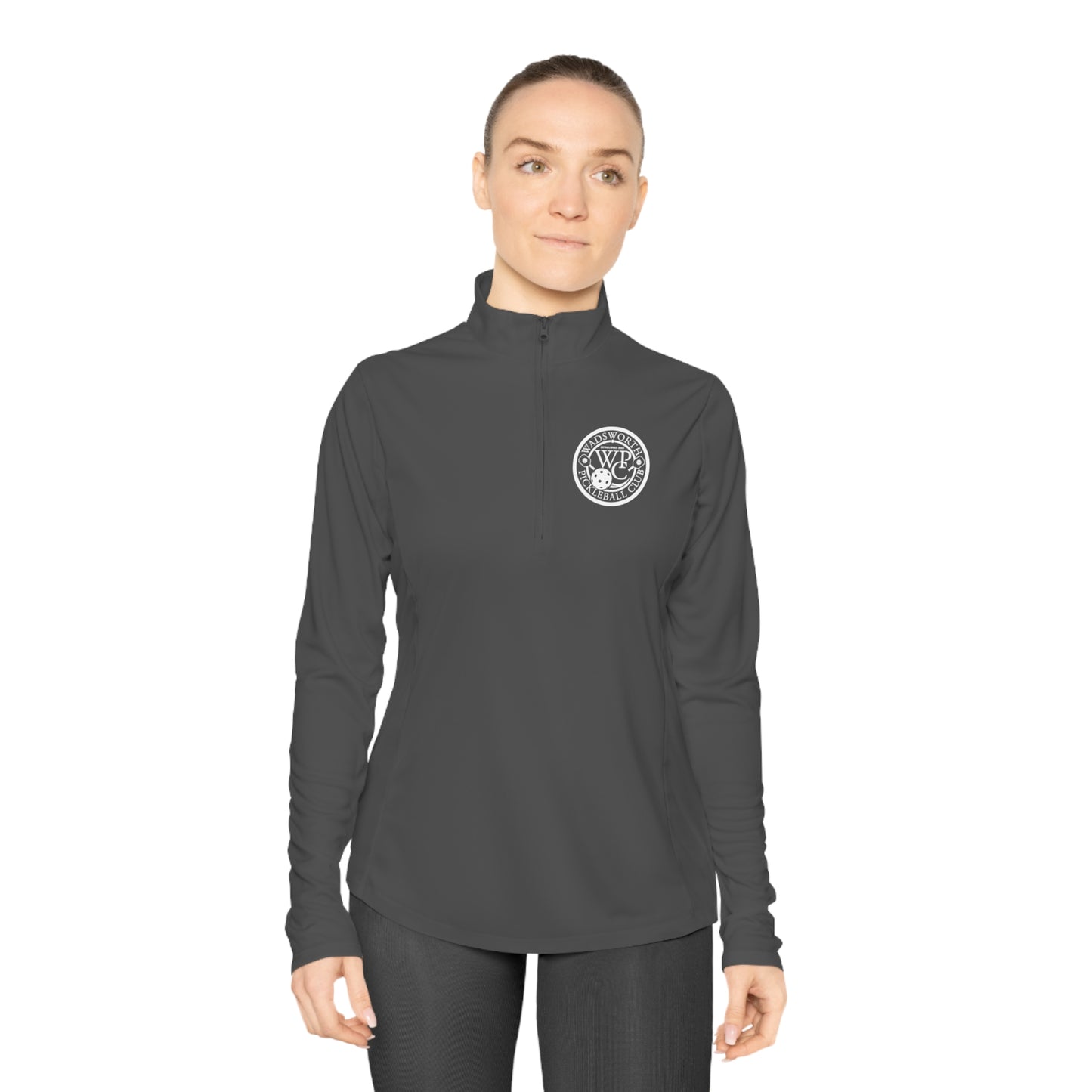 WPC BLACK-WHITE LOGO LADIES SPORT-TEK (FRONT & PICKLEBALL BACK) - Ladies Quarter-Zip Pullover