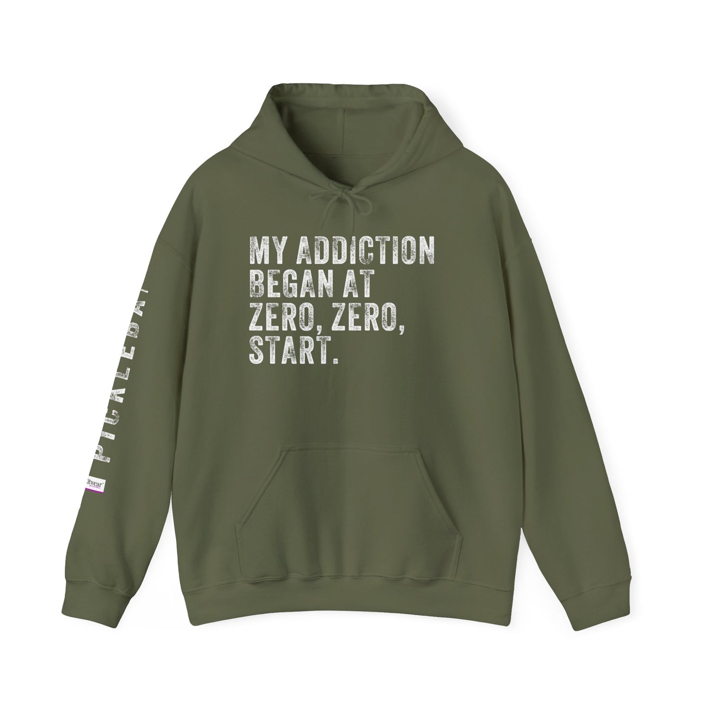 MY ADDICTION BEGAN AT ZERO. ZERO. START, Unisex Heavy Blend™ Hooded Sweatshirt