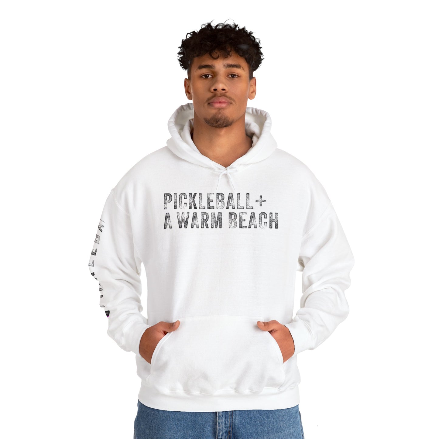 PICKLEBALL + A WARM BEACH, Unisex Heavy Blend™ Hooded Sweatshirt