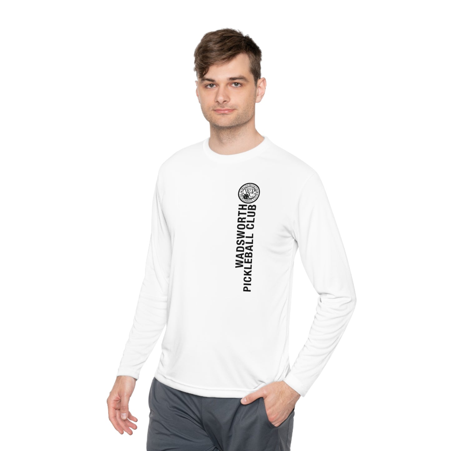 WPC WHITE-BLACK VERTICAL LOGO SPORT-TEK (FRONT & BACK) - Unisex Lightweight Long Sleeve Tee