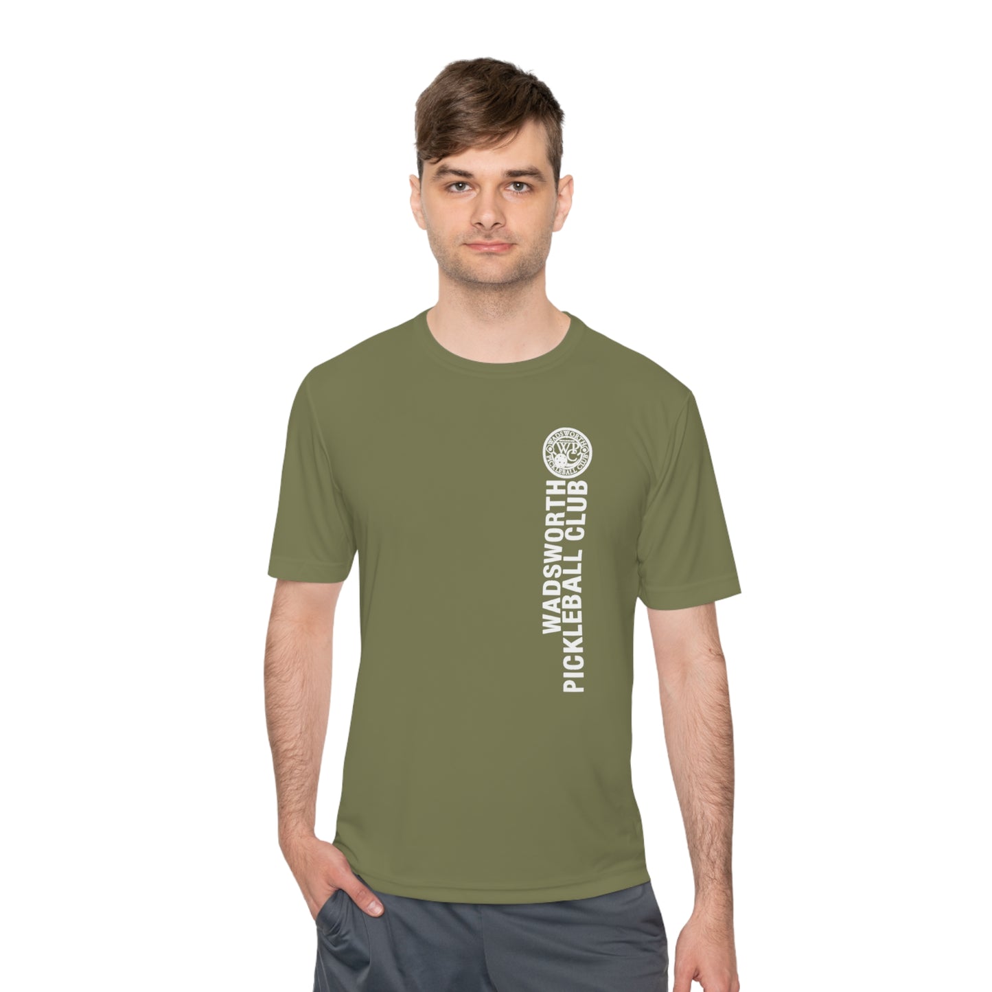 WPC WHITE-GRAY VERTICAL LOGO SPORT-TEK (FRONT & LOGO BACK) - Unisex Moisture Wicking Tee