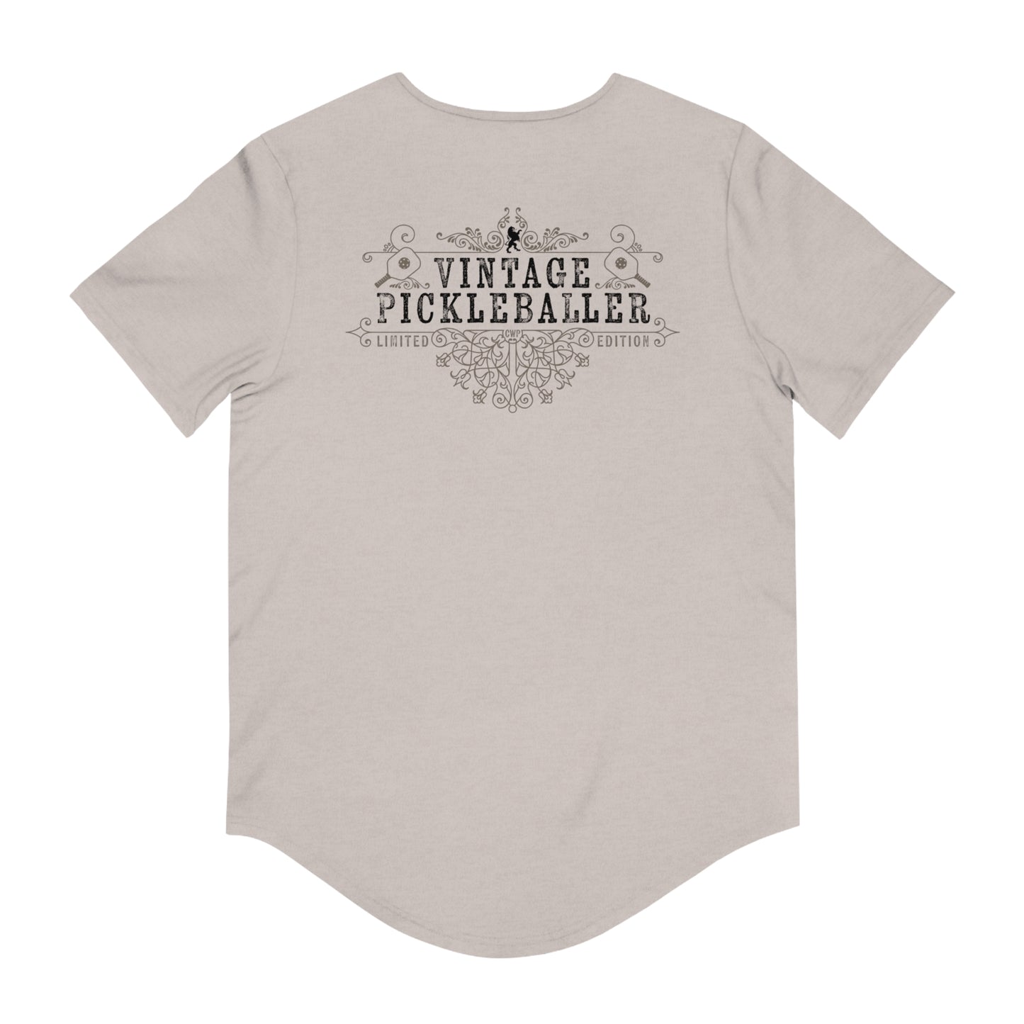 VINTAGE PICKLEBALLER 1959 (FRONT & BACK) - Men's Curved-Hem Jersey T-Shirt