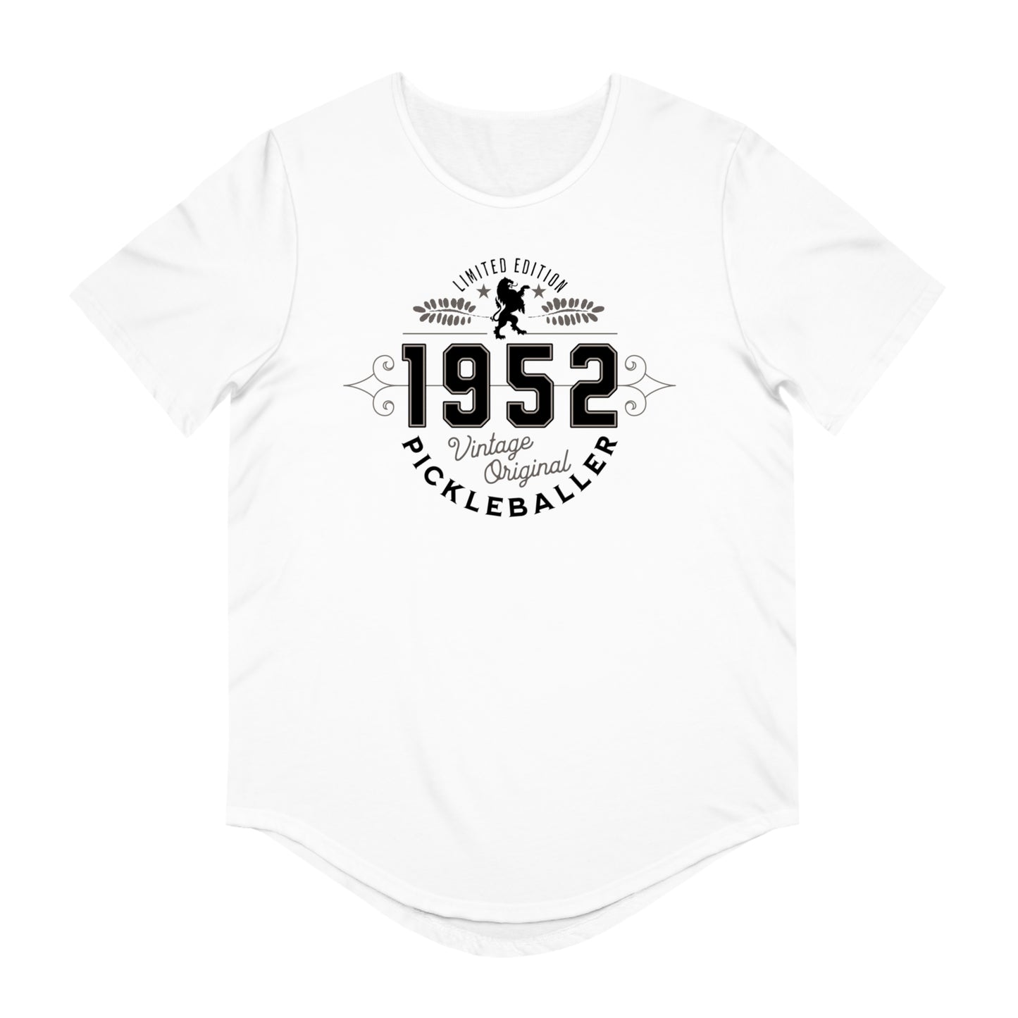 VINTAGE PICKLEBALLER 1952 (FRONT & BACK) - Men's Curved-Hem Jersey T-Shirt