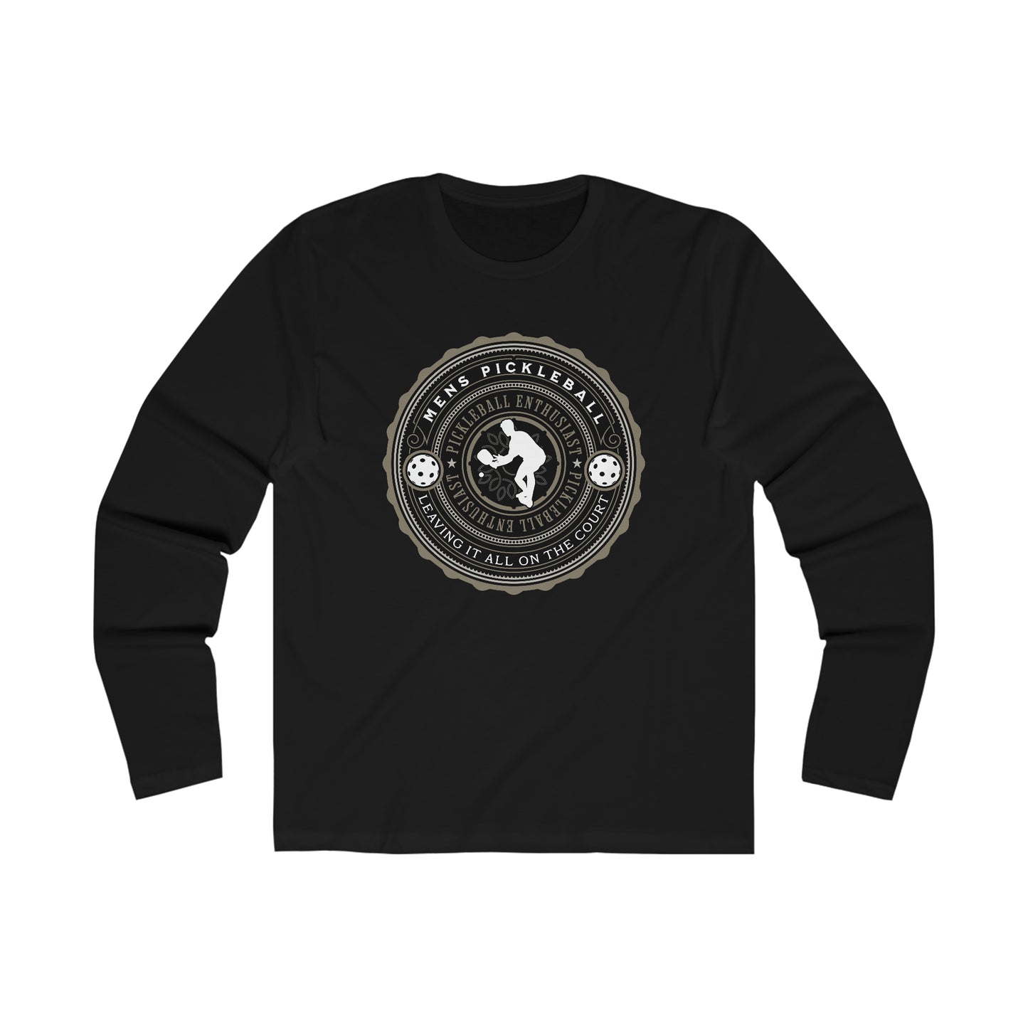 MEN'S PICKLEBALL MEDALLION (FRONT & BACK), Men's Long Sleeve Crew Tee