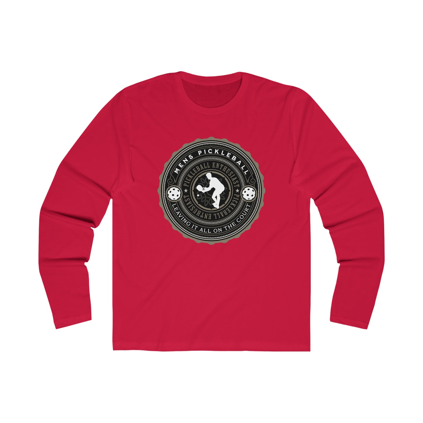 MEN'S PICKLEBALL MEDALLION (FRONT & BACK), Men's Long Sleeve Crew Tee