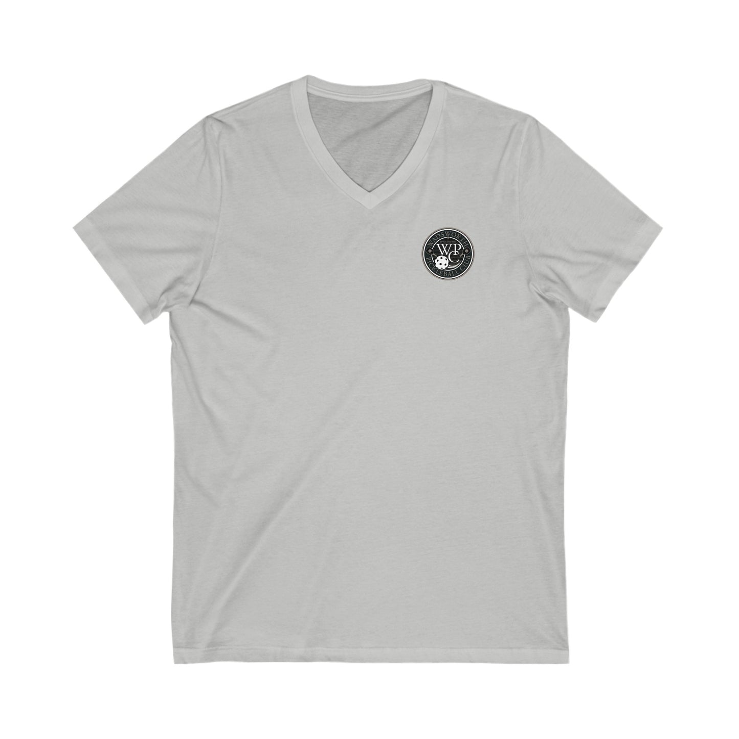WPC GRAY POCKET LOGO (FRONT & PICKLEBALL BACK) V-NECK - Unisex Jersey Short Sleeve V-Neck Tee