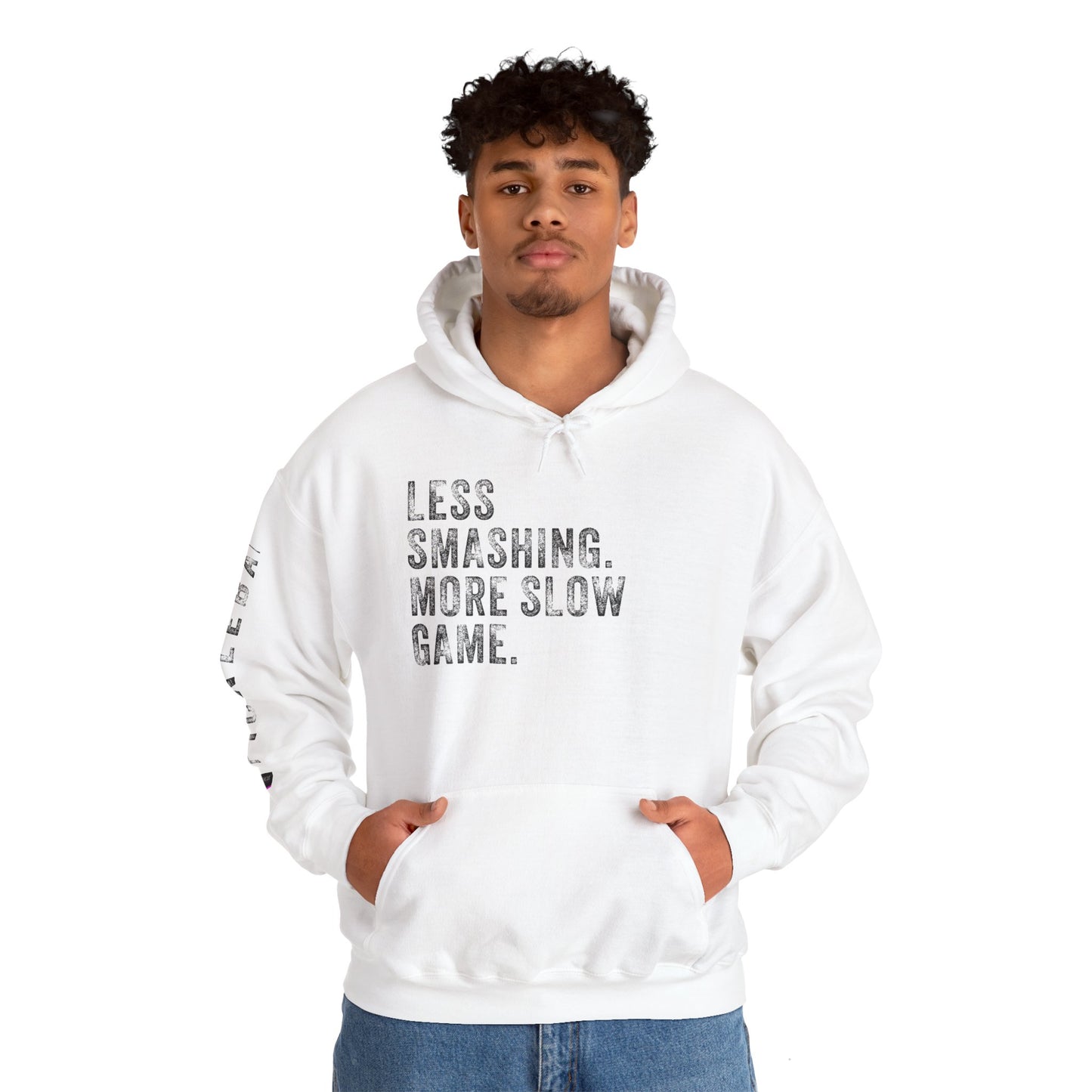 LESS SMASHING. MORE SLOW GAME. Unisex Heavy Blend™ Hooded Sweatshirt