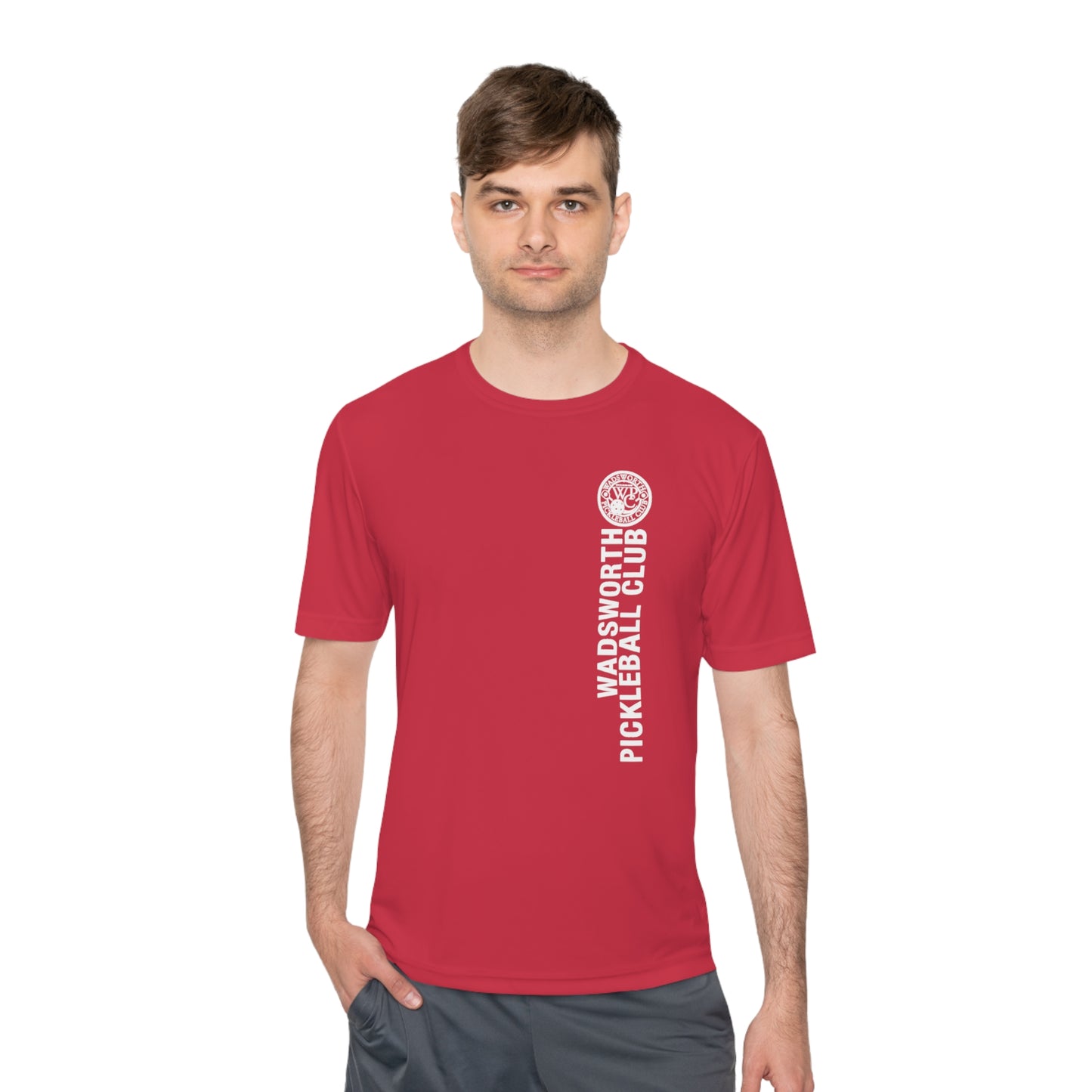 WPC WHITE-GRAY VERTICAL LOGO SPORT-TEK (FRONT & LOGO BACK) - Unisex Moisture Wicking Tee