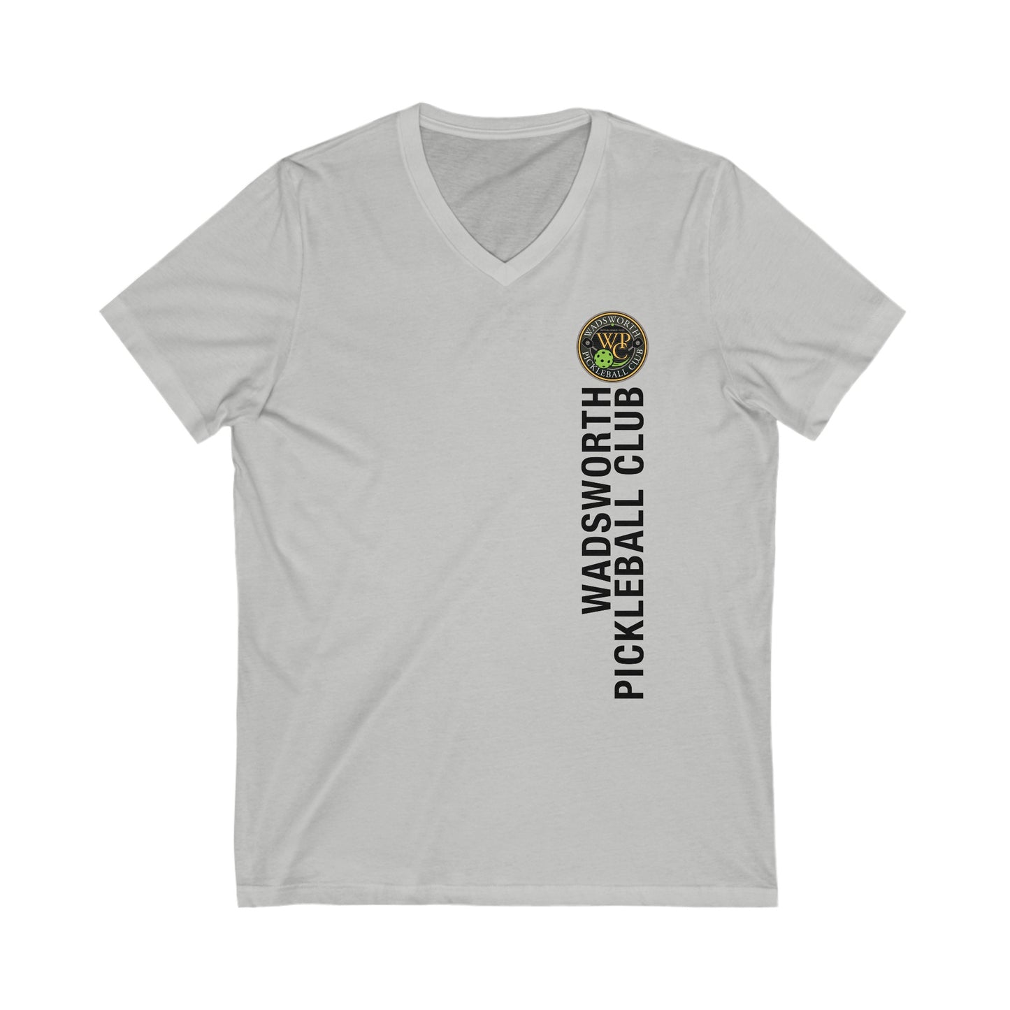 WPC COLOR VERTICAL LOGO (FRONT & LOGO BACK) - Unisex Jersey Short Sleeve V-Neck Tee