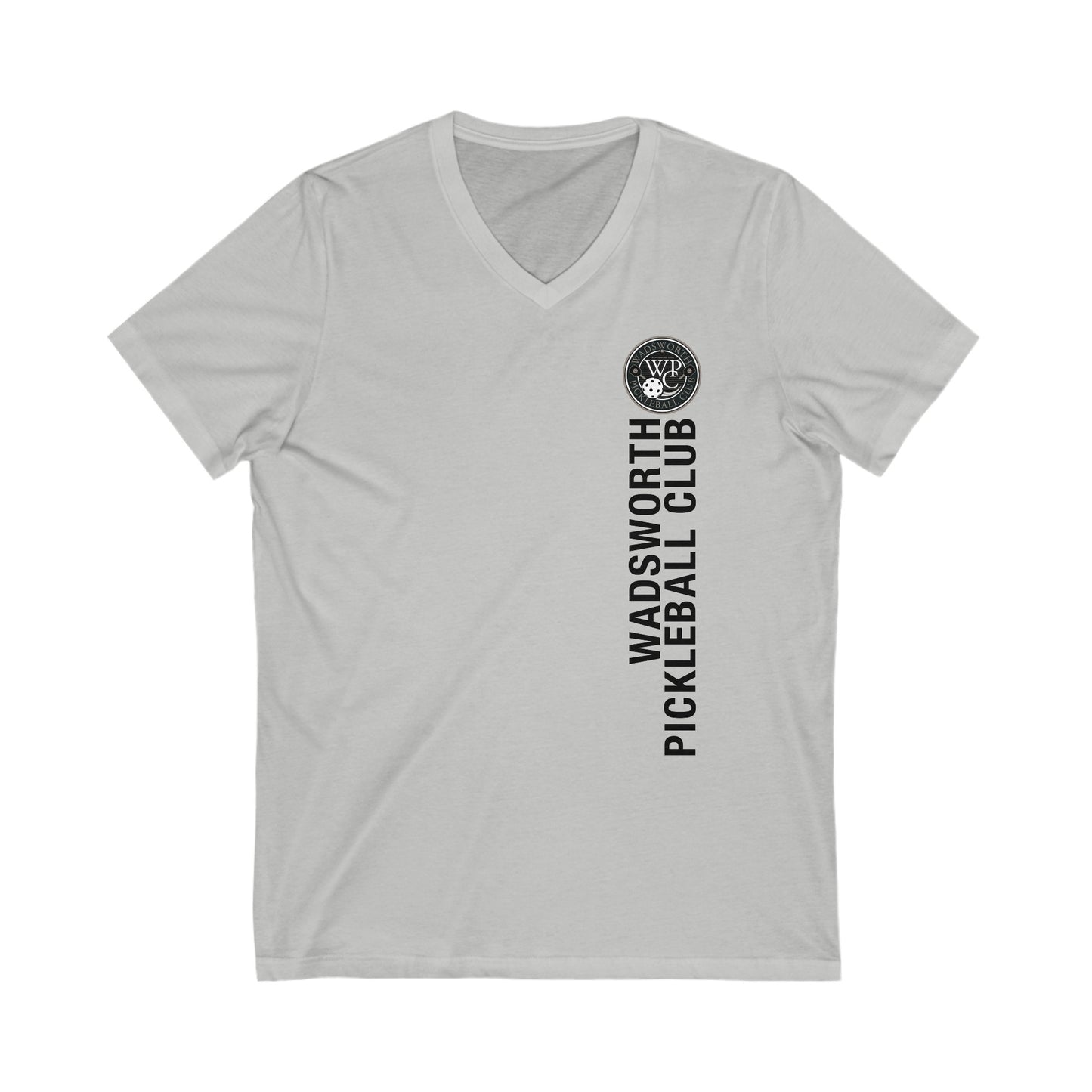 WPC GRAY VERTICAL LOGO (FRONT ONLY) - Unisex Jersey Short Sleeve V-Neck Tee