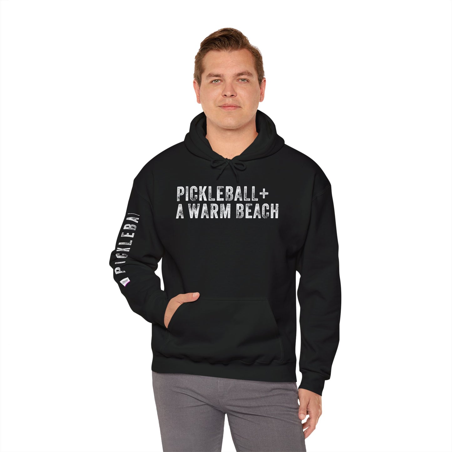 PICKLEBALL + A WARM BEACH, Unisex Heavy Blend™ Hooded Sweatshirt