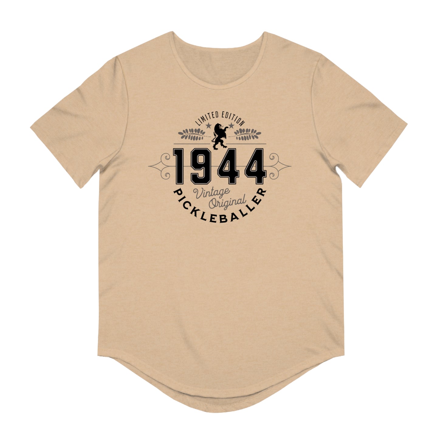 VINTAGE PICKLEBALLER 1944 (FRONT & BACK) - Men's Curved-Hem Jersey T-Shirt