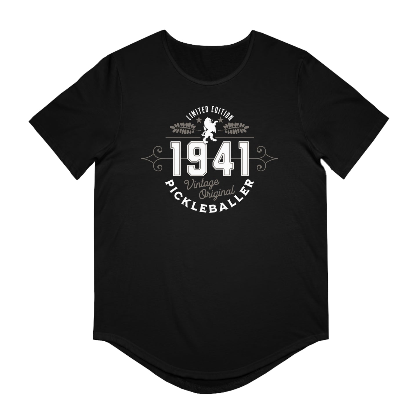 VINTAGE PICKLEBALLER 1941 (FRONT & BACK) - Men's Curved-Hem Jersey T-Shirt