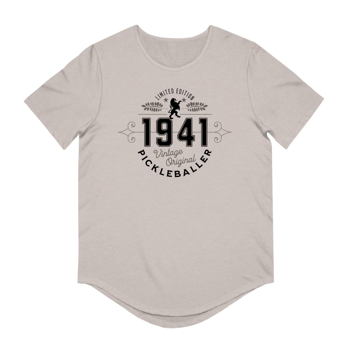 VINTAGE PICKLEBALLER 1941 (FRONT & BACK) - Men's Curved-Hem Jersey T-Shirt