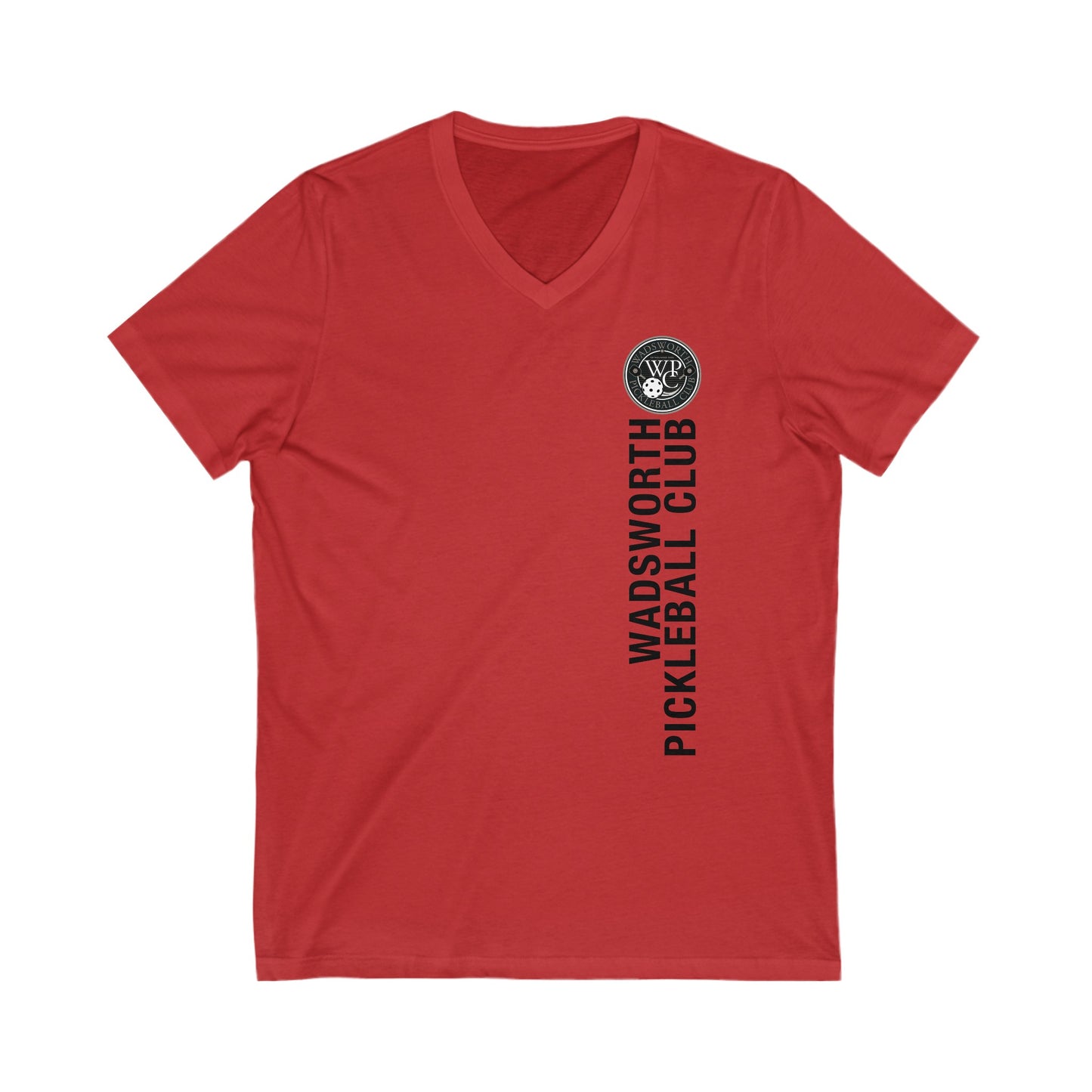 WPC GRAY VERTICAL LOGO (FRONT ONLY) - Unisex Jersey Short Sleeve V-Neck Tee