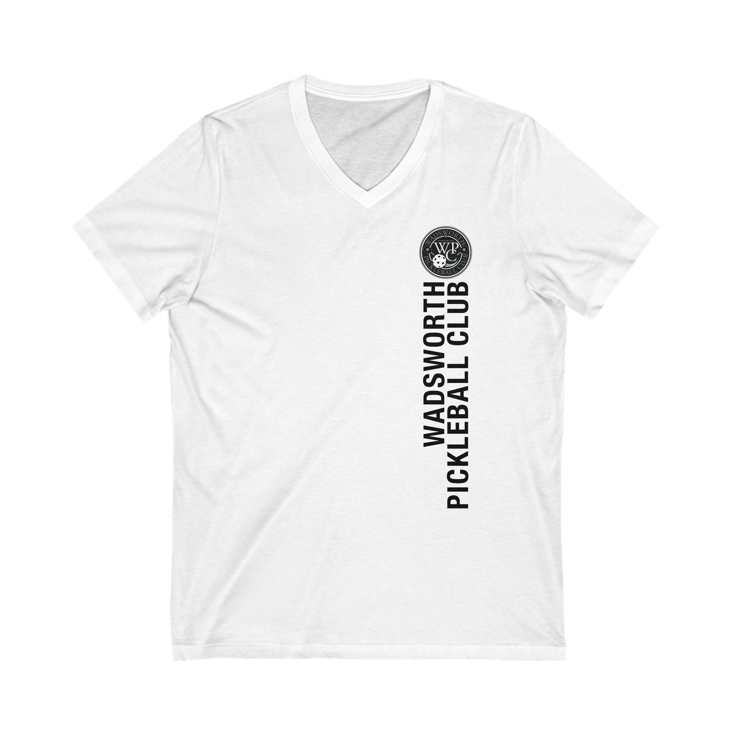 WPC GRAY VERTICAL LOGO (FRONT ONLY) - Unisex Jersey Short Sleeve V-Neck Tee