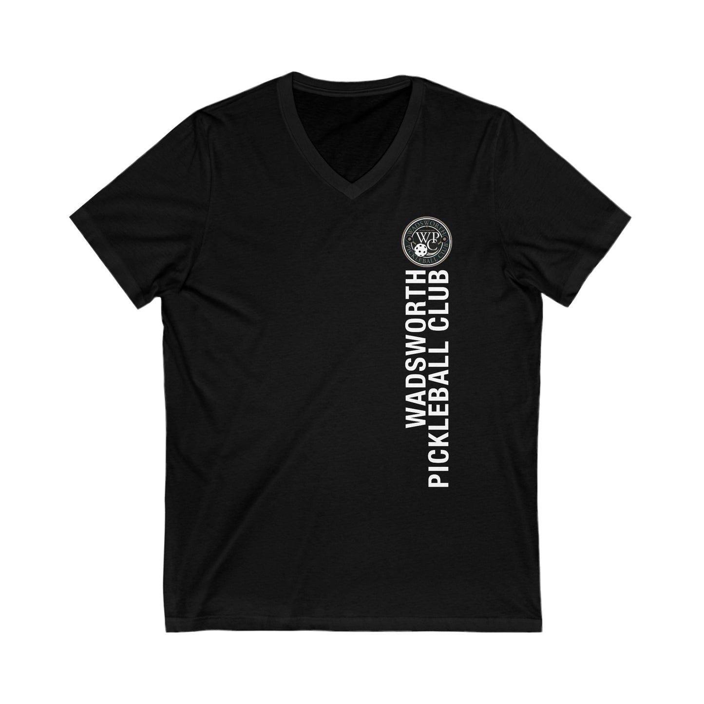 WPC GRAY VERTICAL LOGO (FRONT & LOGO BACK) - Unisex Jersey Short Sleeve V-Neck Tee
