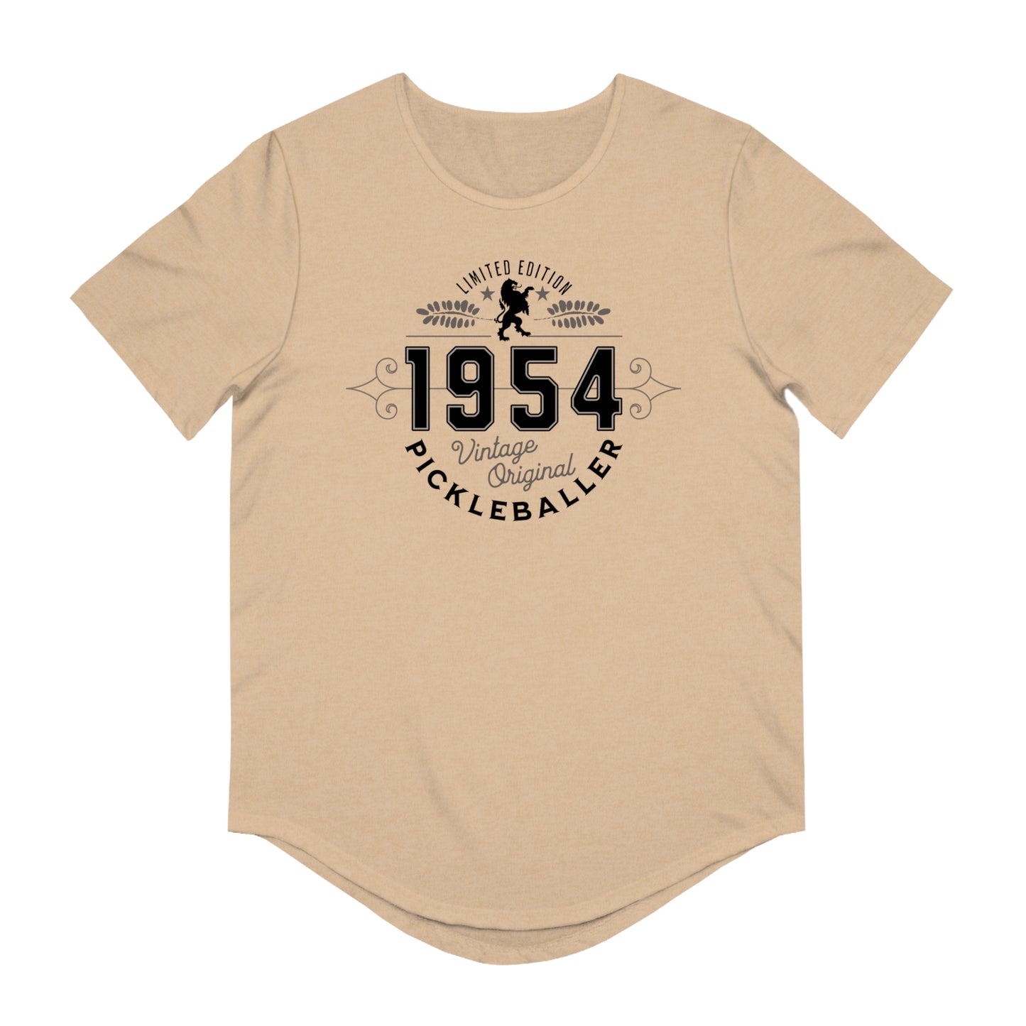 VINTAGE PICKLEBALLER 1954 (FRONT & BACK) - Men's Curved-Hem Jersey T-Shirt