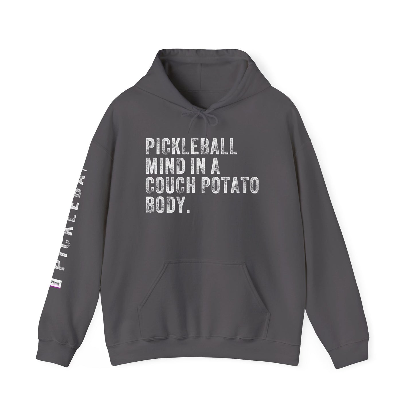 PICKLEBALL MIND IN A COUCH POTATO BODY, Unisex Heavy Blend™ Hooded Sweatshirt