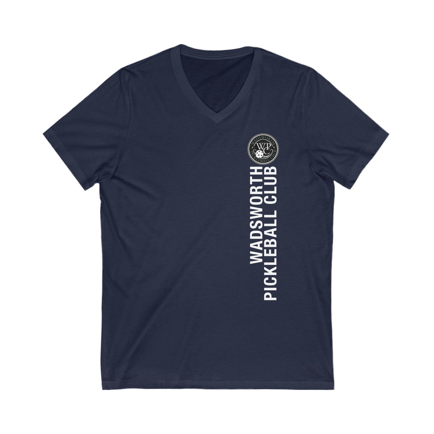 WPC GRAY VERTICAL LOGO (FRONT ONLY) - Unisex Jersey Short Sleeve V-Neck Tee
