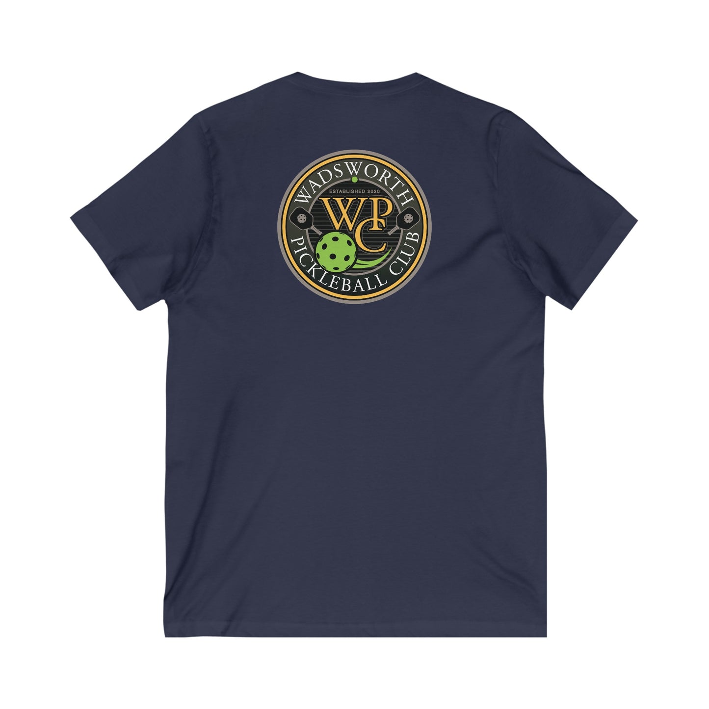 WPC COLOR VERTICAL LOGO (FRONT & LOGO BACK) - Unisex Jersey Short Sleeve V-Neck Tee