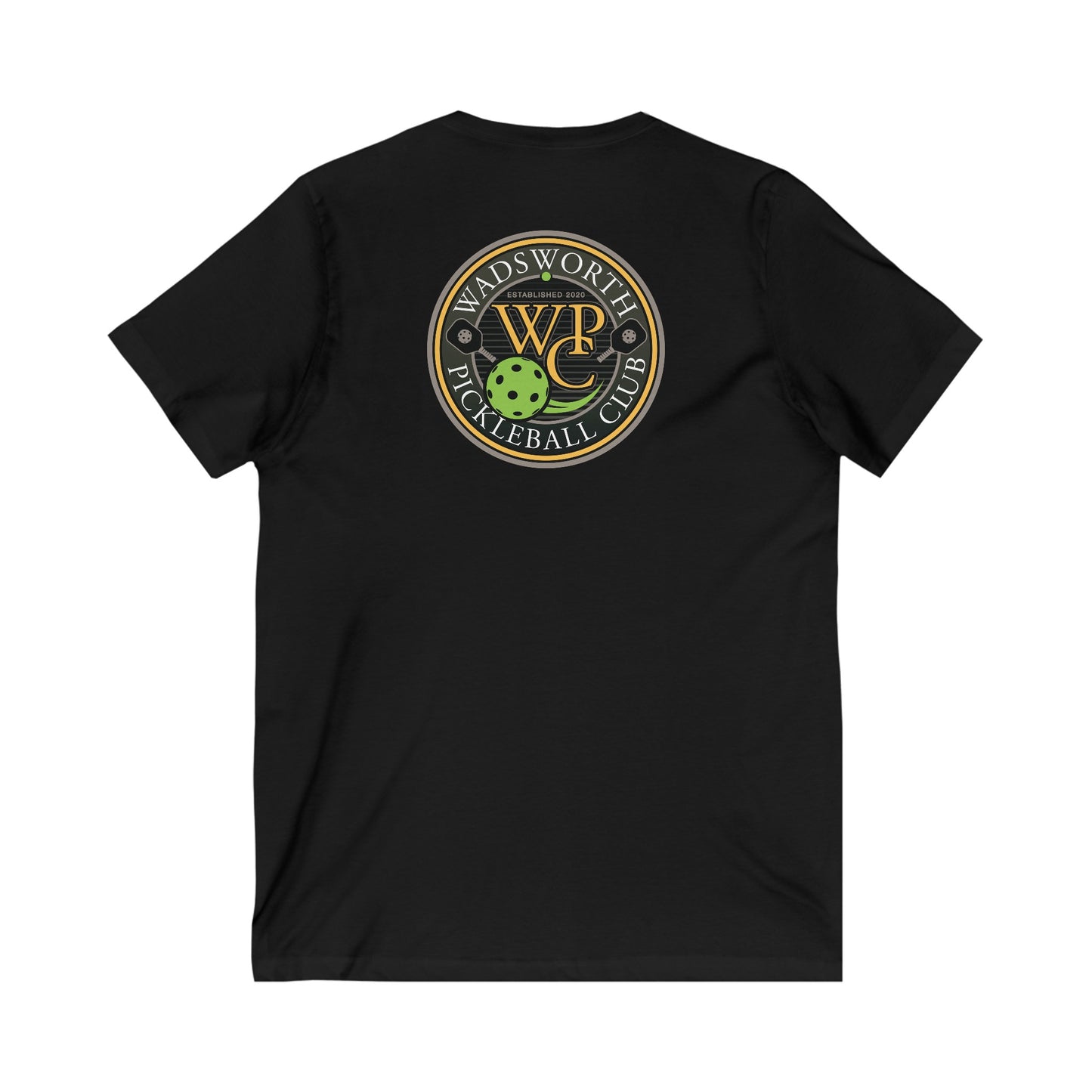 WPC COLOR VERTICAL LOGO (FRONT & LOGO BACK) - Unisex Jersey Short Sleeve V-Neck Tee