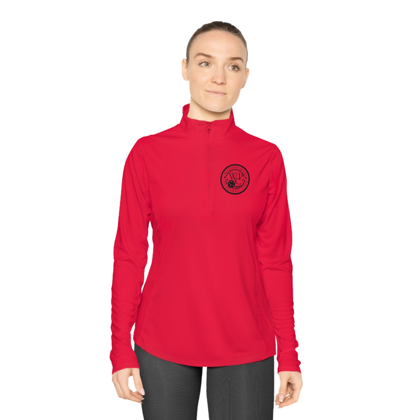 WPC BLACK-WHITE LOGO LADIES SPORT-TEK (FRONT & PICKLEBALL BACK) - Ladies Quarter-Zip Pullover
