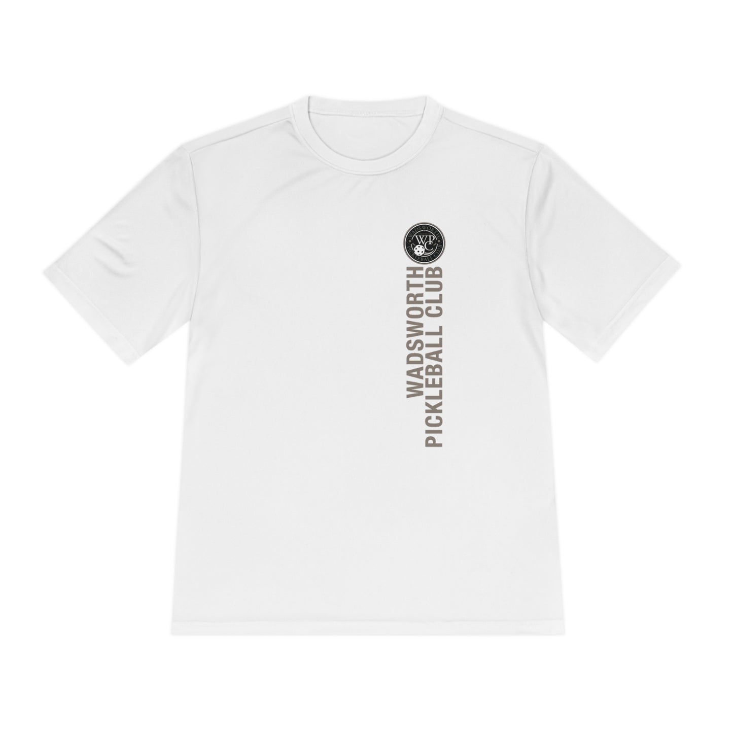 WPC WHITE-GRAY VERTICAL LOGO SPORT-TEK (FRONT & LOGO BACK) - Unisex Moisture Wicking Tee