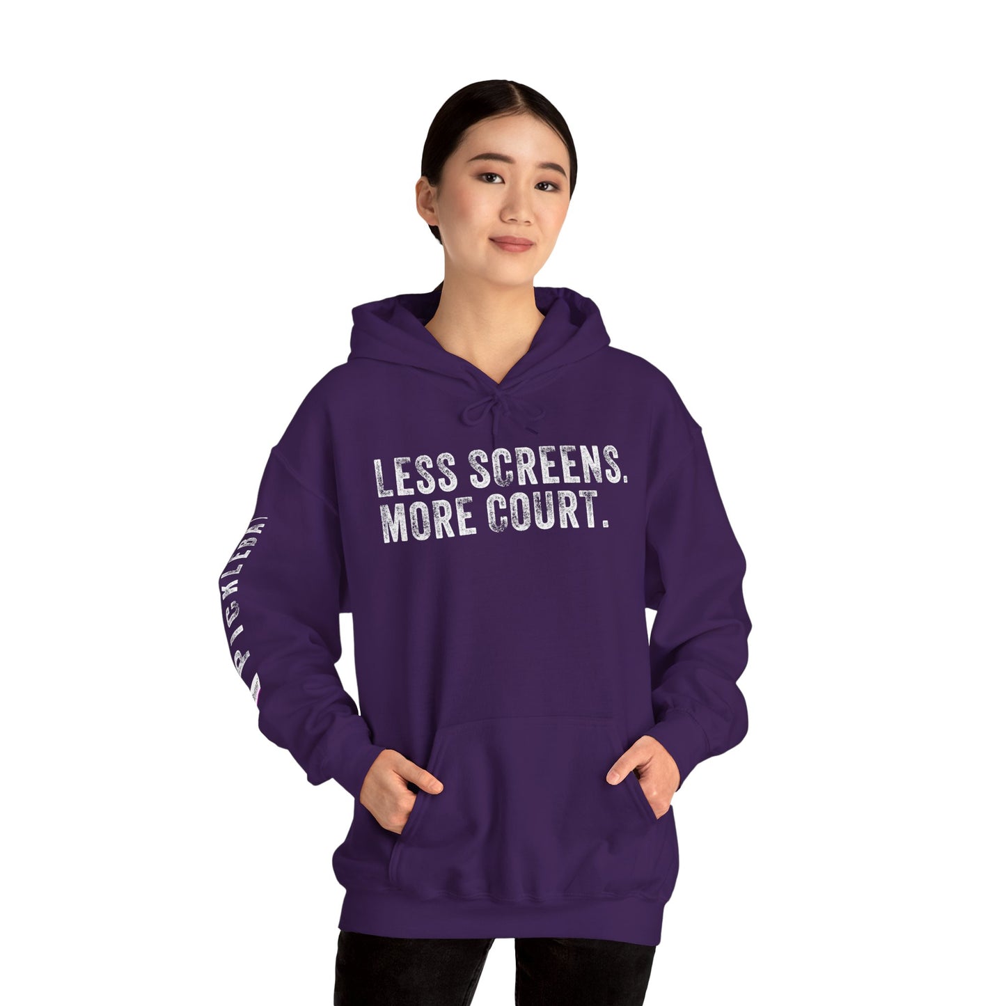 LESS SCREENS. MORE COURT, Unisex Heavy Blend™ Hooded Sweatshirt