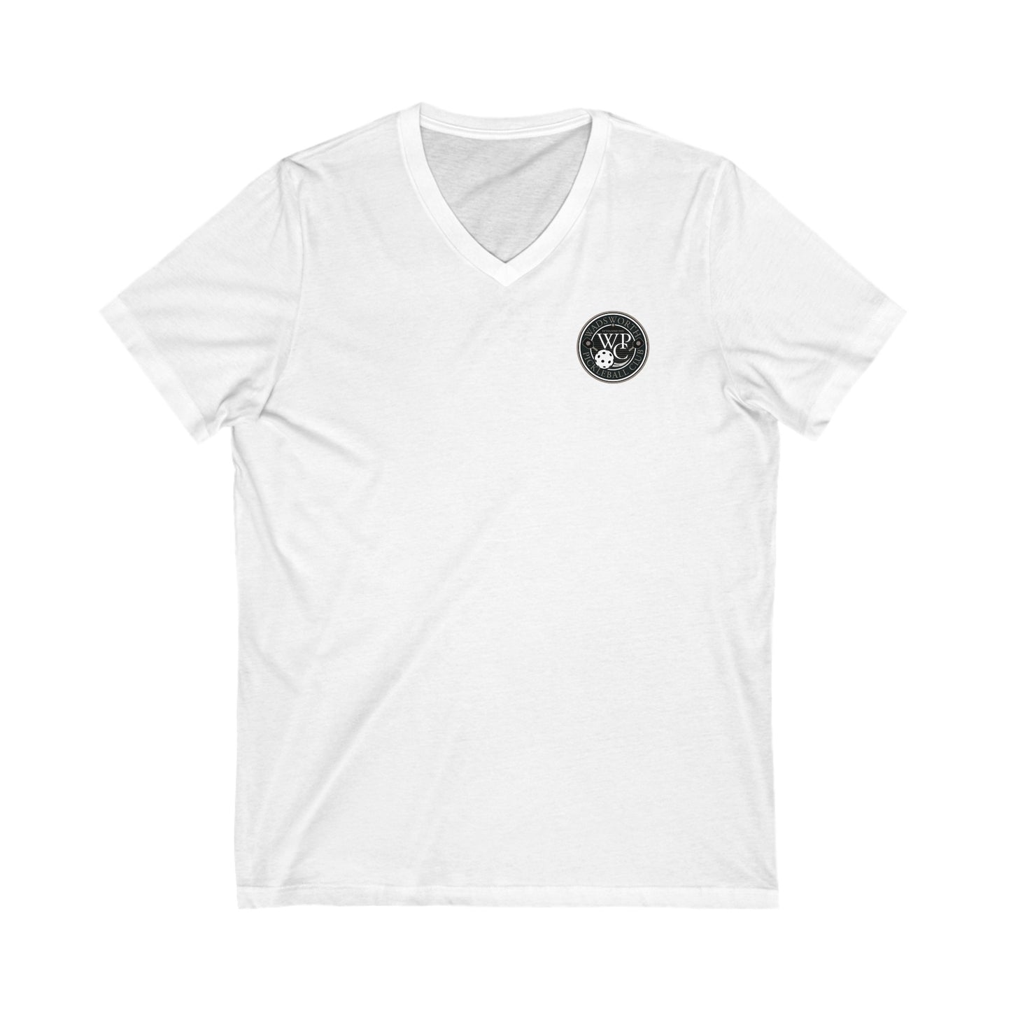 WPC GRAY POCKET LOGO (FRONT & PICKLEBALL BACK) V-NECK - Unisex Jersey Short Sleeve V-Neck Tee