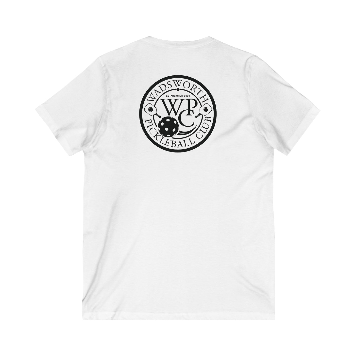 WPC WHITE-BLACK VERTICAL LOGO (FRONT & LOGO BACK) - Unisex Jersey Short Sleeve V-Neck Tee