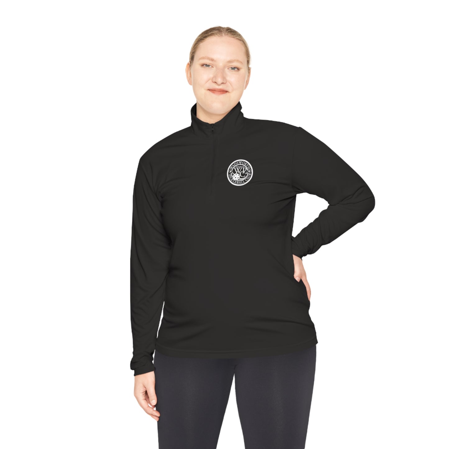 WPC BLACK-WHITE LOGO (FRONT & PICKLEBALL BACK) - Unisex Quarter-Zip Pullover