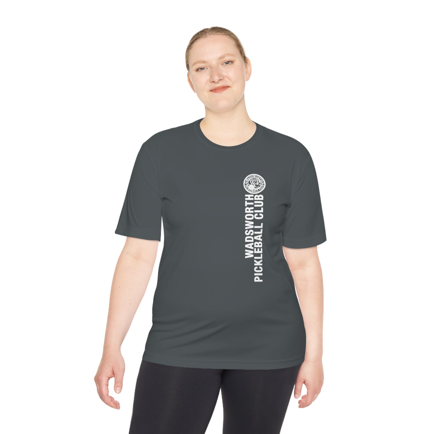 WPC WHITE-GRAY VERTICAL LOGO SPORT-TEK (FRONT & LOGO BACK) - Unisex Moisture Wicking Tee