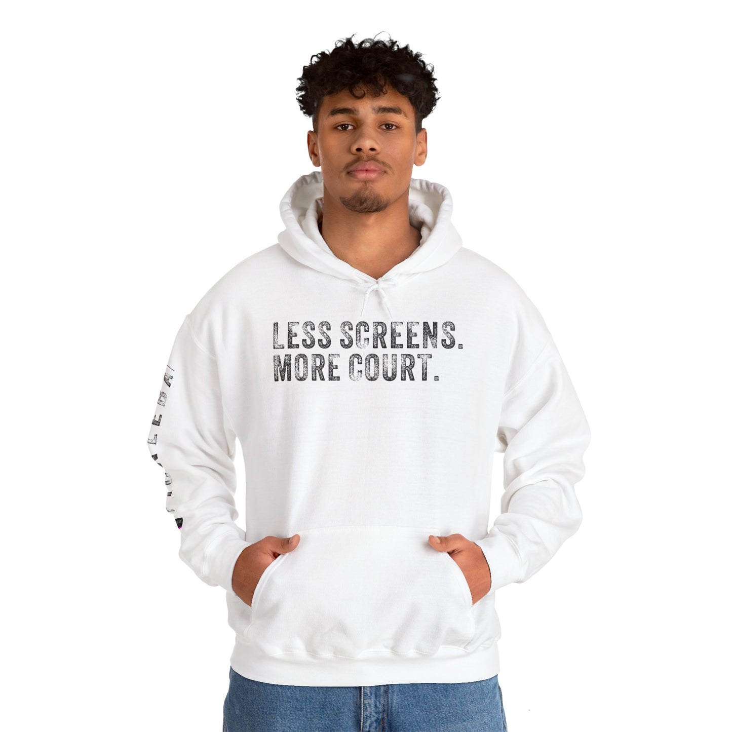 LESS SCREENS. MORE COURT, Unisex Heavy Blend™ Hooded Sweatshirt
