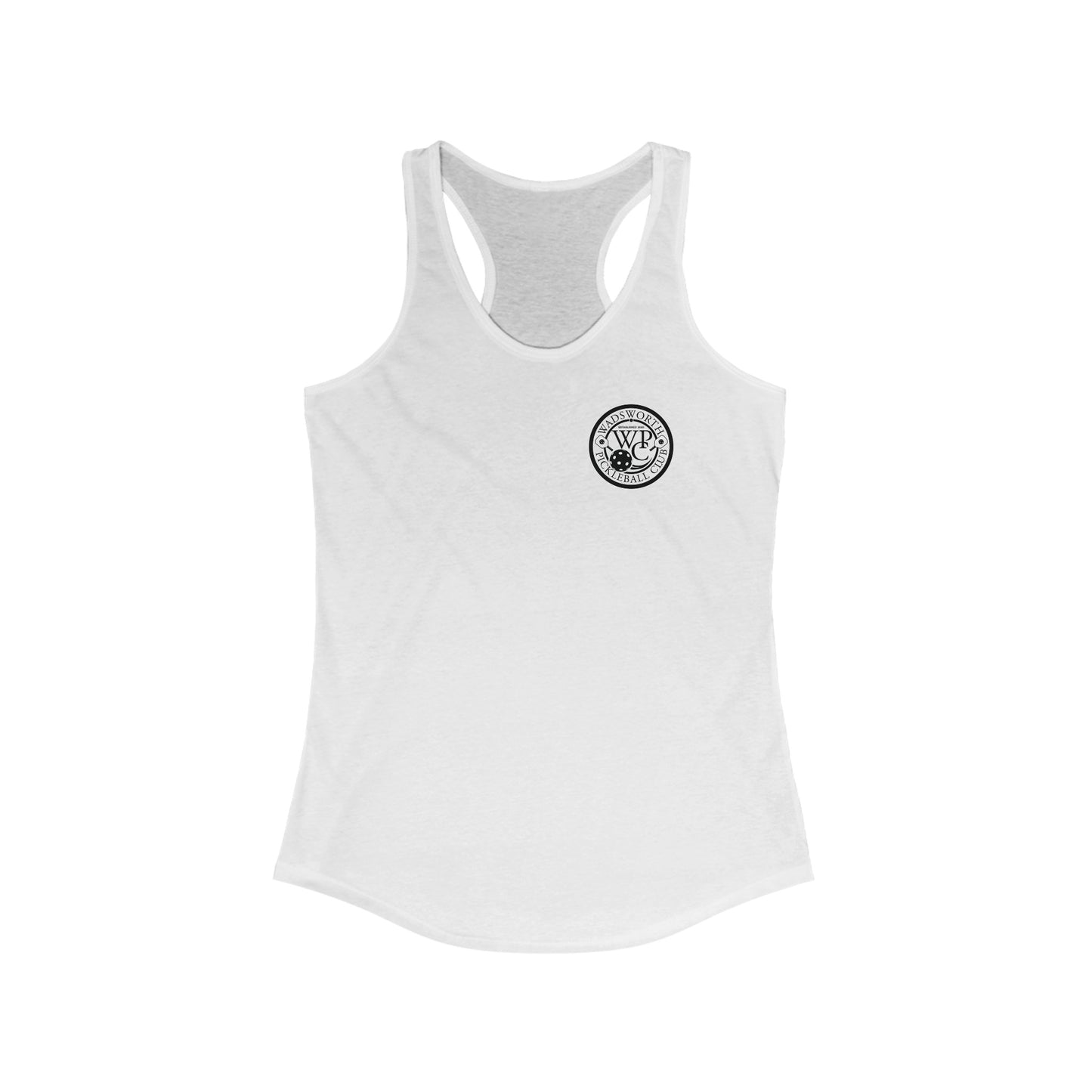 WPC WHITE-BLACK POCKET LOGO (FRONT ONLY) Women's Ideal Racerback Tank